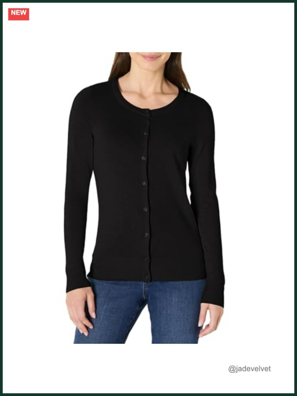 Lightweight Crewneck Cardigan Sweater Button Front Rib Detail Regular Fit